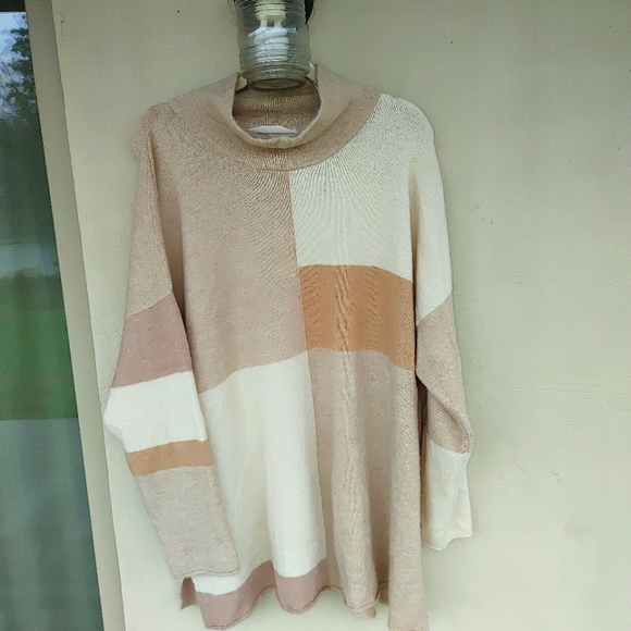 Soft Surroundings Beige Tan Color block Sweater (2X) - Picture 10 of 11